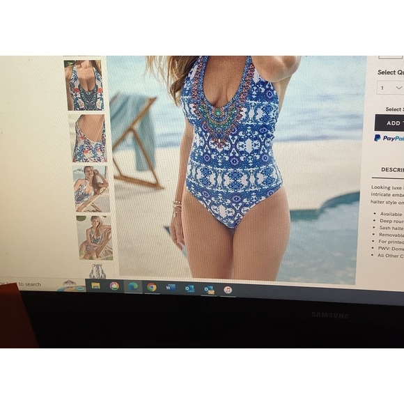 VENUS swim suit gently used size 8 Blanc V Neck style - Picture 1 of 6